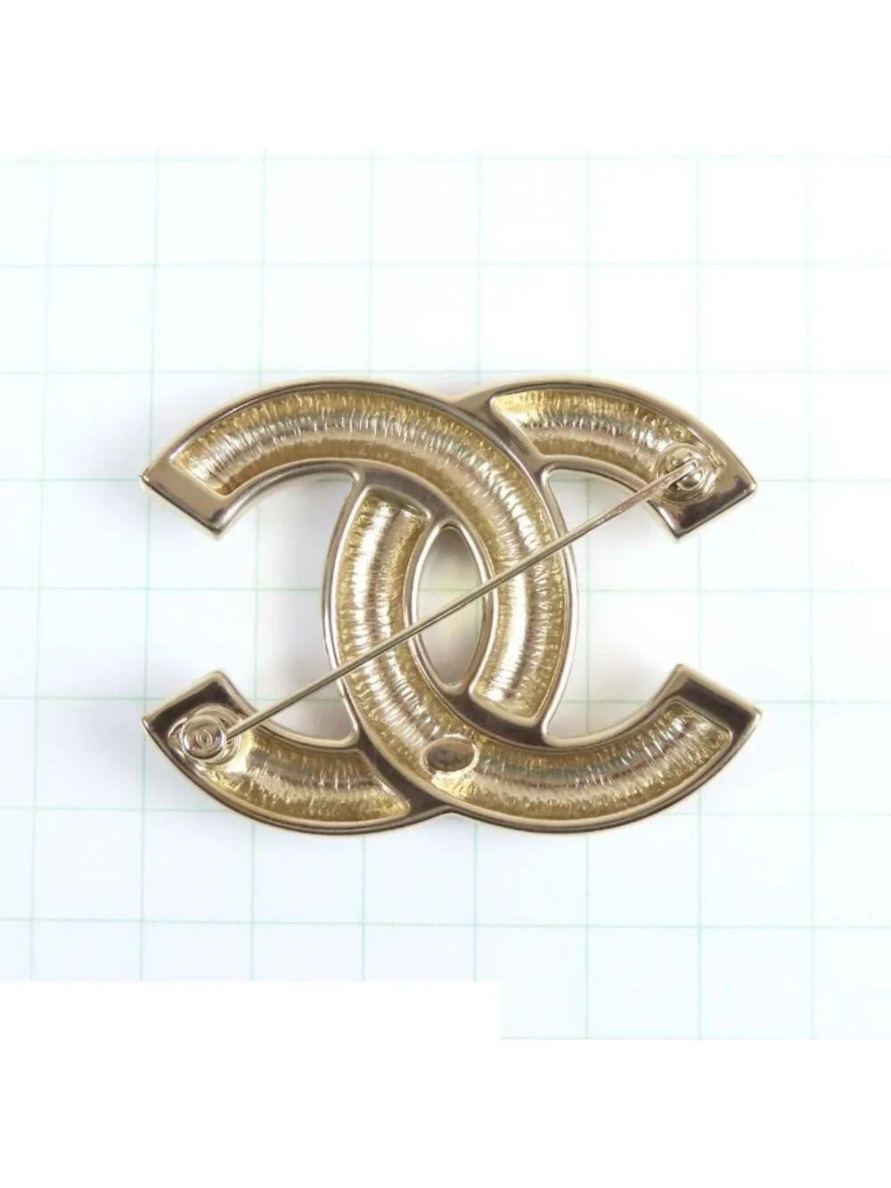 Chanel Brooch Gold Metal Rhinestone CC Logo 21c